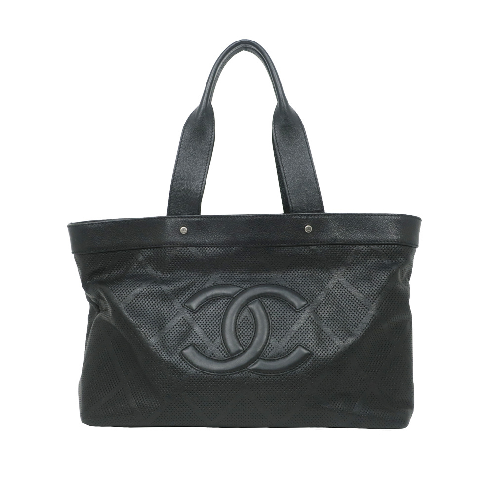 Chanel punching tote bag black